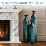 Torch-Fired Metal Vases Set of 3, Tall Blue Burnt Finish Floor Vases for Home Decor, 28.34 24.4 20.4 Inch Rustic Flower Vases for Farmhouse Living Room - Image 2