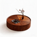 35.4-inch coffee tables, circular walnut design, suitable for living rooms, walnut material, suitable for bedrooms, living rooms, and offices - Image 14