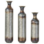Hand-Forged Metal Vases Set of 3, Burnt Finish Rustic Floor Vases for Home Decor, 28.34 24.4 20.4 Inch Tall Flower Vases for Farmhouse Industrial Living Room - Image 2
