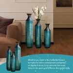 Torch-Fired Metal Vases Set of 3, Tall Blue Burnt Finish Floor Vases for Home Decor, 28.34 24.4 20.4 Inch Rustic Flower Vases for Farmhouse Living Room - Image 4
