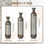 Hand-Forged Metal Vases Set of 3, Burnt Finish Rustic Floor Vases for Home Decor, 28.34 24.4 20.4 Inch Tall Flower Vases for Farmhouse Industrial Living Room - Image 3