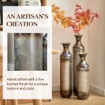 Hand-Forged Metal Vases Set of 3, Burnt Finish Rustic Floor Vases for Home Decor, 28.34 24.4 20.4 Inch Tall Flower Vases for Farmhouse Industrial Living Room - Image 5