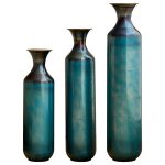 Torch-Fired Metal Vases Set of 3, Tall Blue Burnt Finish Floor Vases for Home Decor, 28.34 24.4 20.4 Inch Rustic Flower Vases for Farmhouse Living Room - Image 13