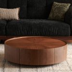 35.4-inch coffee tables, circular walnut design, suitable for living rooms, walnut material, suitable for bedrooms, living rooms, and offices - Image 12