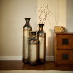 Hand-Forged Metal Vases Set of 3, Burnt Finish Rustic Floor Vases for Home Decor, 28.34 24.4 20.4 Inch Tall Flower Vases for Farmhouse Industrial Living Room