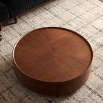 35.4-inch coffee tables, circular walnut design, suitable for living rooms, walnut material, suitable for bedrooms, living rooms, and offices - Image 13