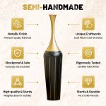 3-Piece Modern Floor Vase Set, Handcrafted Metal, 27.56" 31.5" 35.43" Tall, Black & Gold Decorative Vases for Entryway, Living Room, Home Decor, Not Waterproof - Image 5