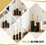 3-Piece Modern Floor Vase Set, Handcrafted Metal, 27.56" 31.5" 35.43" Tall, Black & Gold Decorative Vases for Entryway, Living Room, Home Decor, Not Waterproof - Image 4