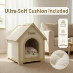 Modern Indoor Wooden Dog House with EVA Cushion – Solid Cedar Pet House for Small Dogs & Cats - Image 12