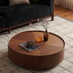 35.4-inch coffee tables, circular walnut design, suitable for living rooms, walnut material, suitable for bedrooms, living rooms, and offices - Image 3