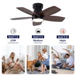 Ceiling Fans with Lights and Remote, 32 Inch Low Profile Ceiling Fan with Light, Flush Mount, Reversible, 3CCT, Dimmable Black Modern Ceiling Fan for Bedroom, Living Room, Outdoor Patio - Image 12