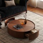35.4-inch coffee tables, circular walnut design, suitable for living rooms, walnut material, suitable for bedrooms, living rooms, and offices - Image 4
