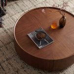 35.4-inch coffee tables, circular walnut design, suitable for living rooms, walnut material, suitable for bedrooms, living rooms, and offices - Image 5