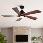52 inch Modern Farmhouse Solid Wood Black Ceiling Fan with Light, Quiet DC Motor