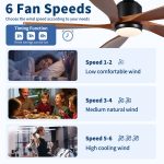 52 inch Modern Farmhouse Solid Wood Black Ceiling Fan with Light, Quiet DC Motor - Image 10
