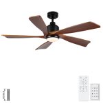 52 inch Modern Farmhouse Solid Wood Black Ceiling Fan with Light, Quiet DC Motor - Image 16