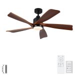 52 inch Modern Farmhouse Solid Wood Black Ceiling Fan with Light, Quiet DC Motor - Image 17