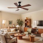 52 inch Modern Farmhouse Solid Wood Black Ceiling Fan with Light, Quiet DC Motor - Image 5