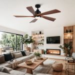 52 inch Modern Farmhouse Solid Wood Black Ceiling Fan with Light, Quiet DC Motor - Image 6