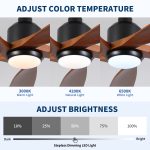 52 inch Modern Farmhouse Solid Wood Black Ceiling Fan with Light, Quiet DC Motor - Image 9