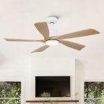 52 inch Natural Style Cozy Solid Wood White Ceiling Fan with Light,Quiet DC Motor - Image 2