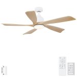 52 inch Natural Style Cozy Solid Wood White Ceiling Fan with Light,Quiet DC Motor - Image 16