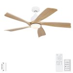 52 inch Natural Style Cozy Solid Wood White Ceiling Fan with Light,Quiet DC Motor - Image 17
