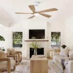 52 inch Natural Style Cozy Solid Wood White Ceiling Fan with Light,Quiet DC Motor - Image 5