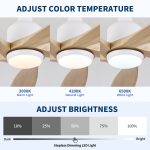52 inch Natural Style Cozy Solid Wood White Ceiling Fan with Light,Quiet DC Motor - Image 9