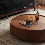 35.4-inch coffee tables, circular walnut design, suitable for living rooms, walnut material, suitable for bedrooms, living rooms, and offices - Image 6