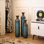 Torch-Fired Metal Vases Set of 3, Tall Blue Burnt Finish Floor Vases for Home Decor, 28.34 24.4 20.4 Inch Rustic Flower Vases for Farmhouse Living Room - Image 11