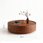 35.4-inch coffee tables, circular walnut design, suitable for living rooms, walnut material, suitable for bedrooms, living rooms, and offices - Image 15