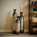 Hand-Forged Metal Vases Set of 3, Burnt Finish Rustic Floor Vases for Home Decor, 28.34 24.4 20.4 Inch Tall Flower Vases for Farmhouse Industrial Living Room - Image 7