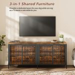 80" Dog Crate End Table, Heavy Duty 2-Door Indoor Pet Kennel, Multipurpose Dog House Furniture as TV Stand or Side Table for Living Room, Large & Medium Dogs.(Rustic Brown) - Image 6