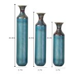 Torch-Fired Metal Vases Set of 3, Tall Blue Burnt Finish Floor Vases for Home Decor, 28.34 24.4 20.4 Inch Rustic Flower Vases for Farmhouse Living Room - Image 6