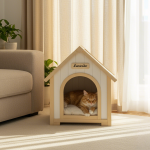 Modern Indoor Wooden Dog House with EVA Cushion – Solid Cedar Pet House for Small Dogs & Cats - Image 4