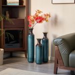 Torch-Fired Metal Vases Set of 3, Tall Blue Burnt Finish Floor Vases for Home Decor, 28.34 24.4 20.4 Inch Rustic Flower Vases for Farmhouse Living Room - Image 9