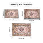 Area Rug 6x9 Vintage Bohemia Large Persian Non-slip Washable Rug For Living Room Kitchen Bedroom Living Room Flower Design Blue/Gold - Image 3