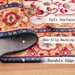 Area Rug 6x9 Vintage Bohemia Large Persian Non-slip Washable Rug For Living Room Kitchen Bedroom Living Room Flower Design Blue/Gold - Image 4